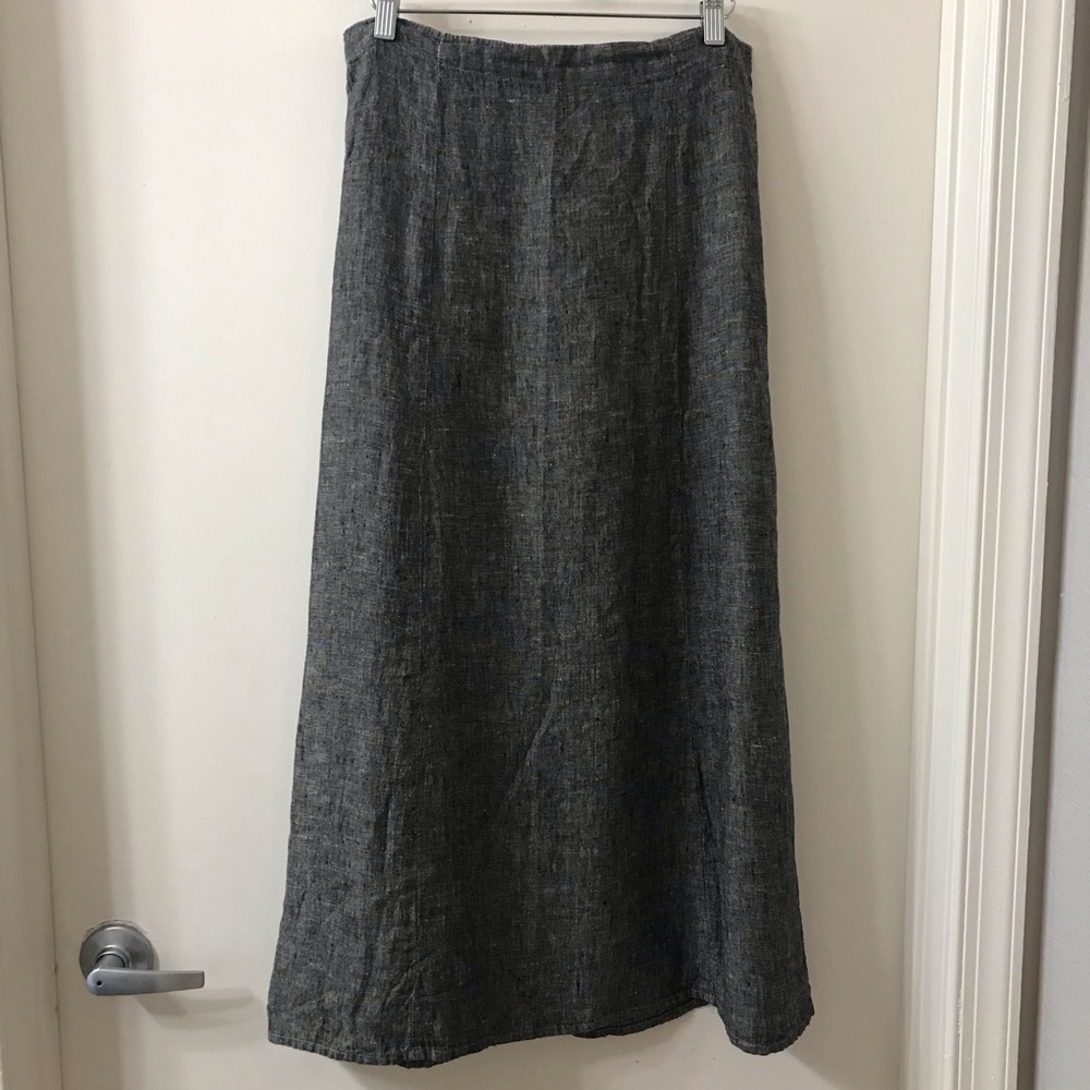 Flax Linen Skirt Gray Midi Size Small 6-8